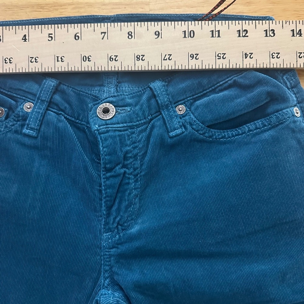 AG Adriano Goldschmied the Angel Corduroy Bootcut Pants Teal Women Size 26R - Picture 7 of 12